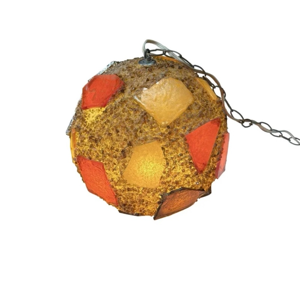 Vintage 1960's MCM Chunky Lucite Candy Swag Hanging Ball Lamp Mid Century Light - Picture 3 of 16